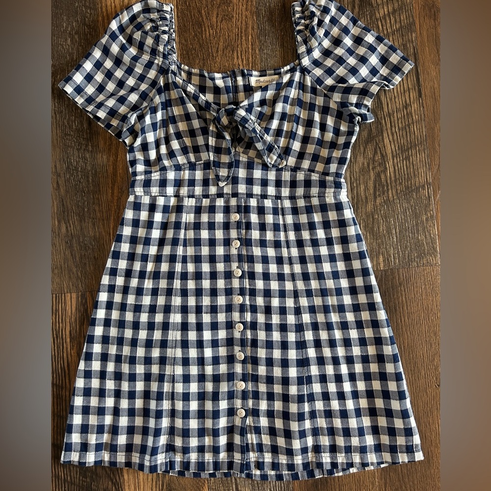 Madewell Navy Checkered Dress